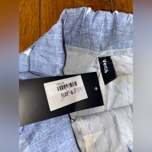 NWT Venti6 Italy Rare Blue White Stars Stripe Textured Skinny Thin Pants Size S - Picture 9 of 15